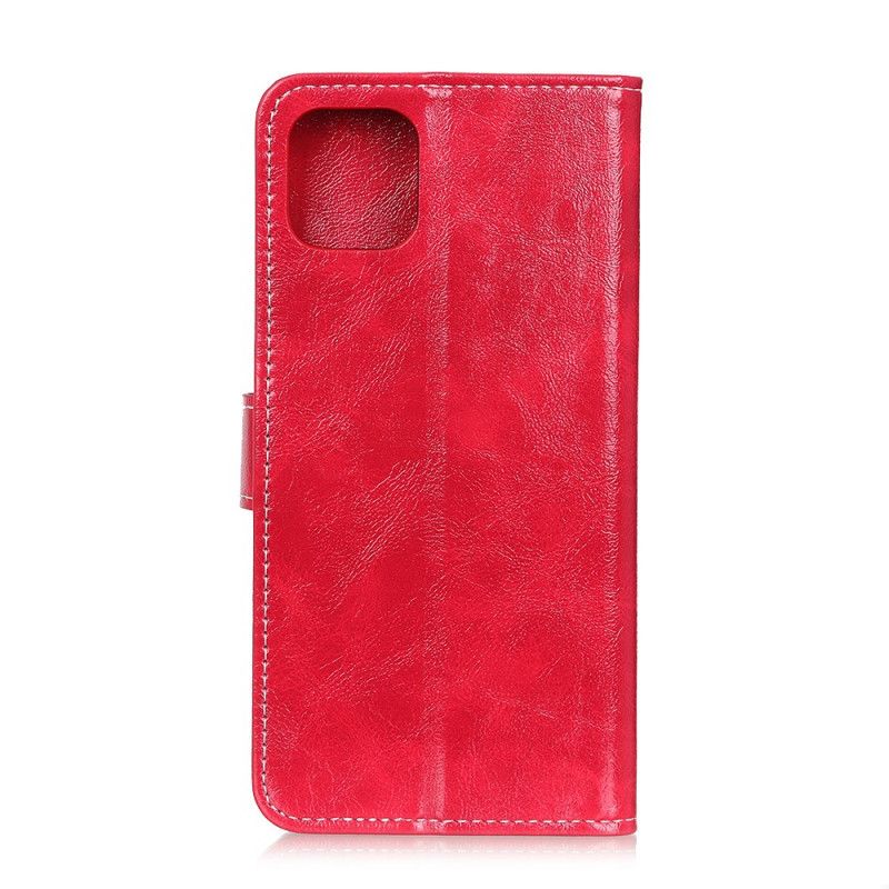 Etui Folio iPhone 11 Fioletowy Efekt Skóry Retro Z Przeszyciami