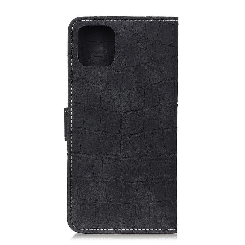 Etui Folio iPhone 11 Jasnoniebieski Czarny Szwy Z Efektem Skóry Krokodyla Etui Ochronne