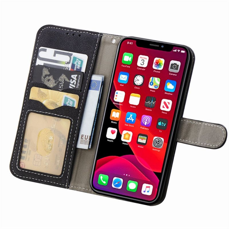 Etui Folio iPhone 11 Różowy Czarny Vintage Ekoskóra Z Wieloma Kartami Etui Ochronne