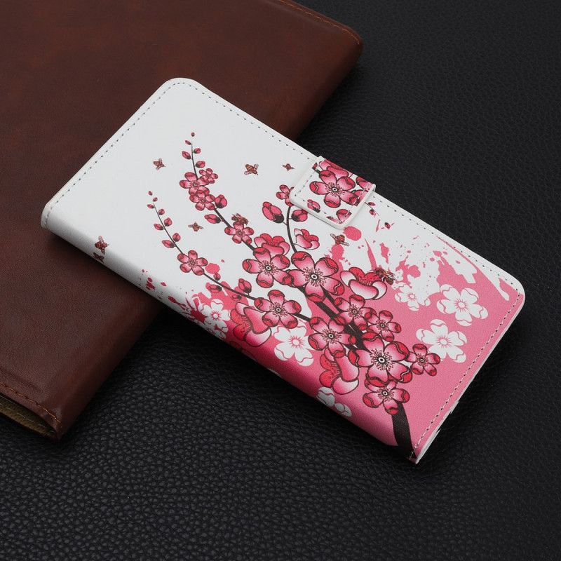 Etui Folio iPhone 11 Różowy Magenta Kwiaty Tropikalne Etui Ochronne