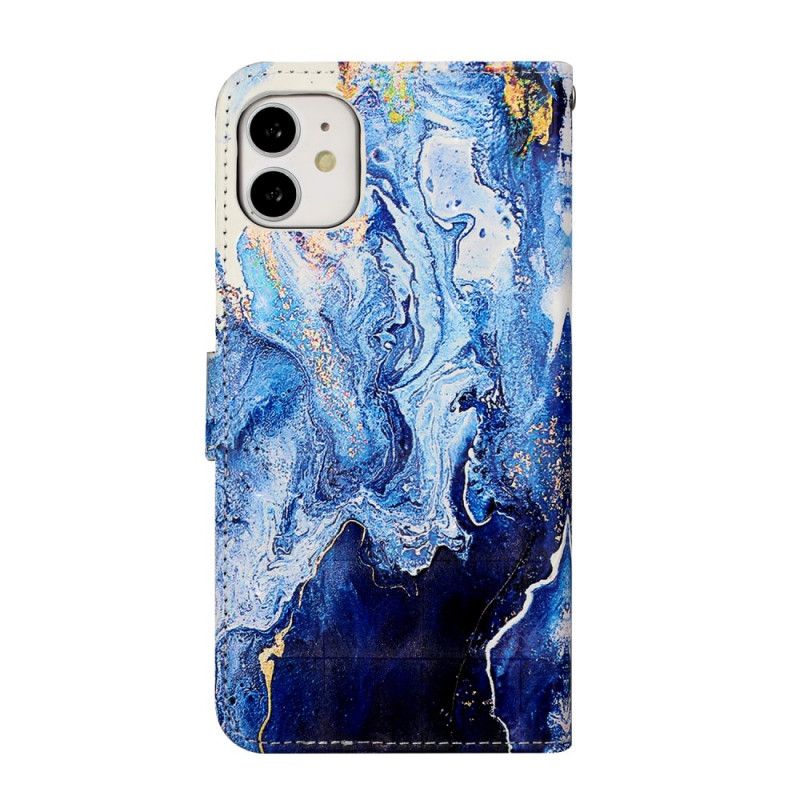 Etui Folio iPhone 11 Z Regulowanym Paskiem Z Marmuru Etui Ochronne