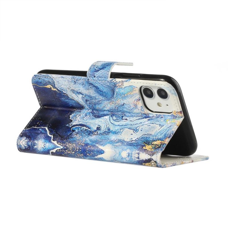 Etui Folio iPhone 11 Z Regulowanym Paskiem Z Marmuru Etui Ochronne