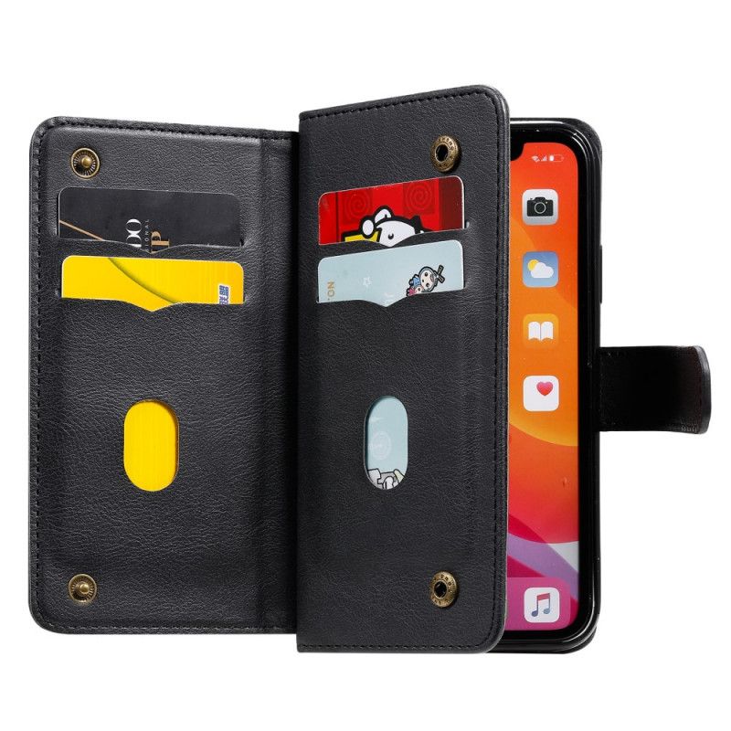 Etui Folio iPhone 11 Zielony Czarny Wielofunkcyjne Etui Na 10 Kart Etui Ochronne