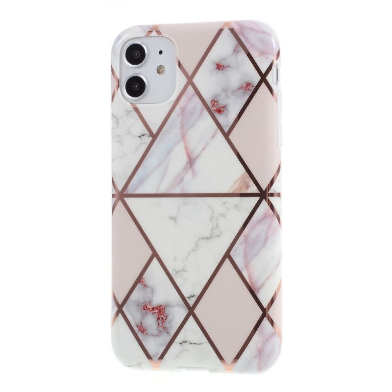 Etui iPhone 11 Biały Czarny Geometria W Kolorze Marmuru