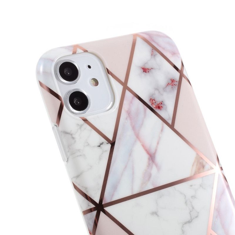 Etui iPhone 11 Biały Czarny Geometria W Kolorze Marmuru