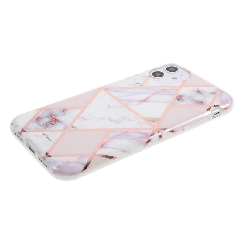 Etui iPhone 11 Biały Czarny Geometria W Kolorze Marmuru