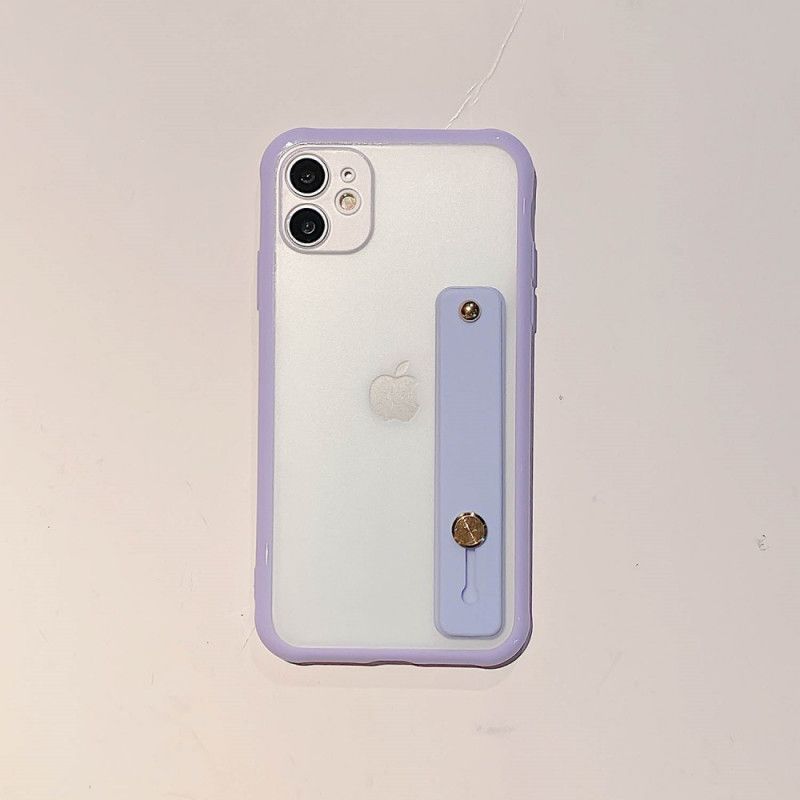 Etui iPhone 11 Biały Czarny Hybryda Z Paskiem Podtrzymującym