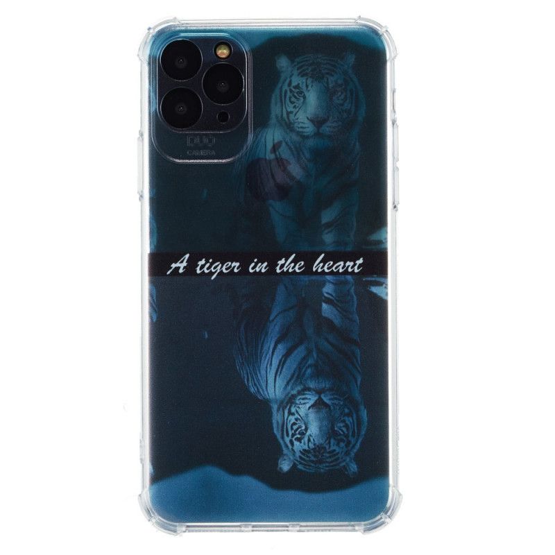 Etui iPhone 11 Brązowy Ciemnoniebieski Silikonowy Tygrys Etui Ochronne