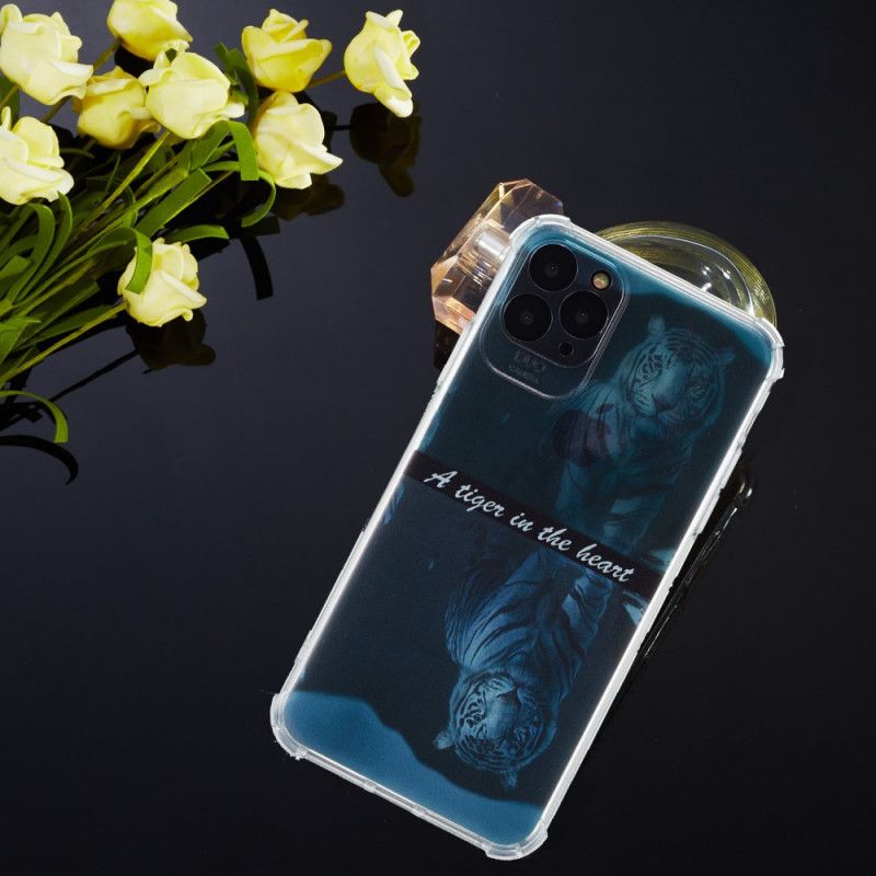 Etui iPhone 11 Brązowy Ciemnoniebieski Silikonowy Tygrys Etui Ochronne