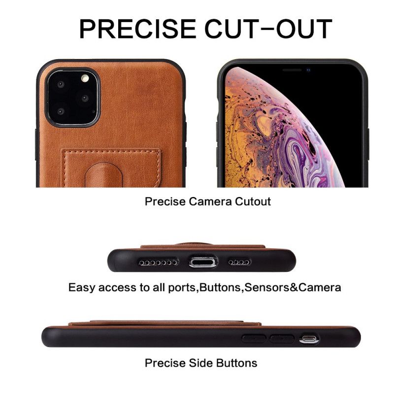 Etui iPhone 11 Brązowy Czarny Fierre Shann Posiadacz I Posiadacz Karty Etui Ochronne