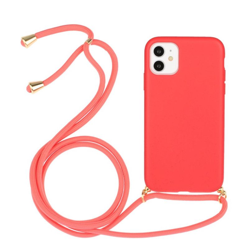 Etui iPhone 11 Czerwony Czarny Silikon Z Kolorowym Sznurkiem Etui Ochronne