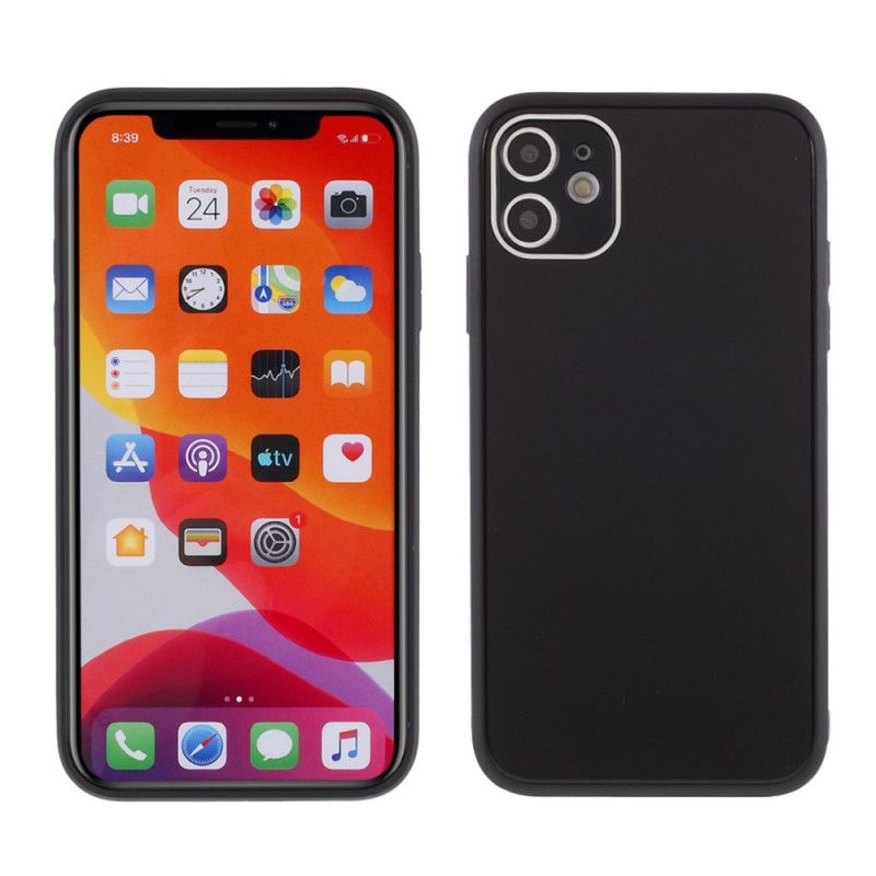 Etui iPhone 11 Czerwony Czarny Szklany Tył I Silikonowe Krawędzie Etui Ochronne