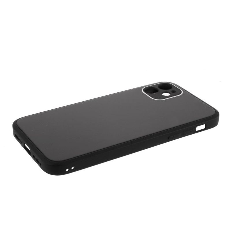 Etui iPhone 11 Czerwony Czarny Szklany Tył I Silikonowe Krawędzie Etui Ochronne