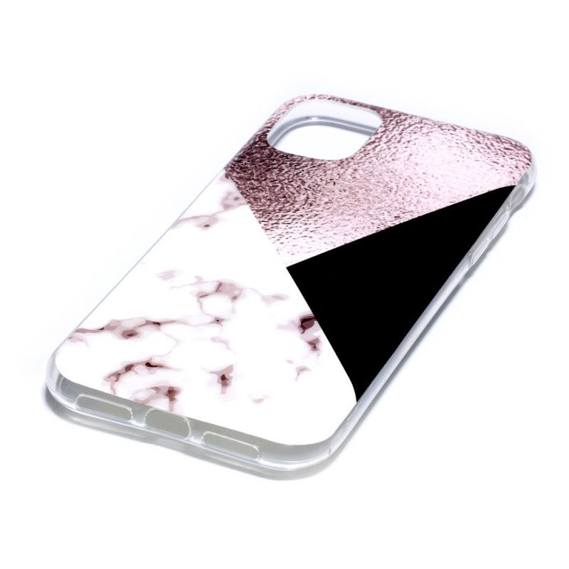 Etui iPhone 11 Efekt Marmuru W Fioletowej Geometrii