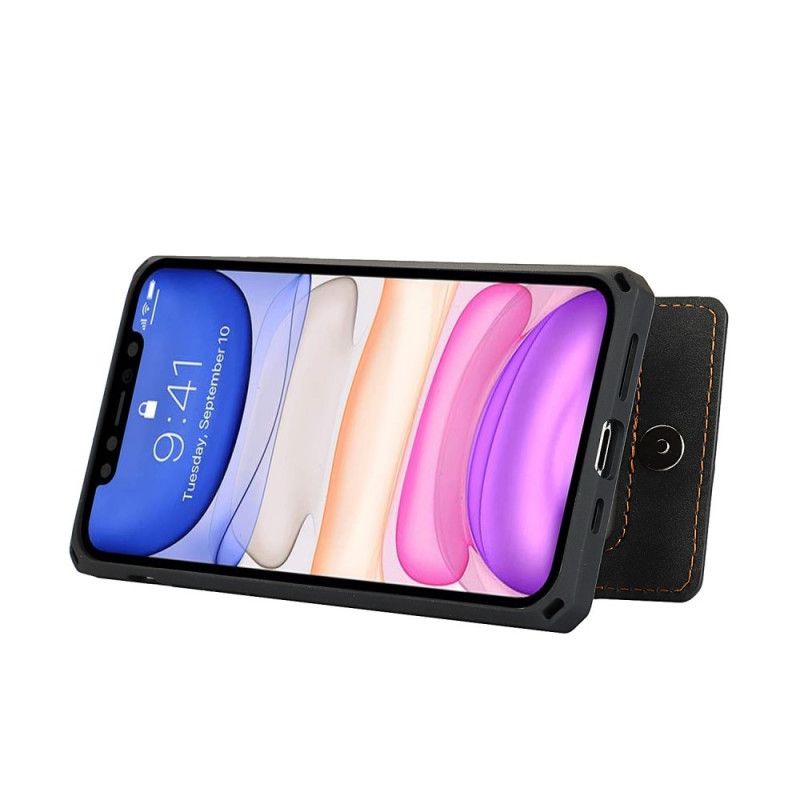 Etui iPhone 11 Granatowy Czarny Pionowy I Poziomy Uchwyt Na Kartę