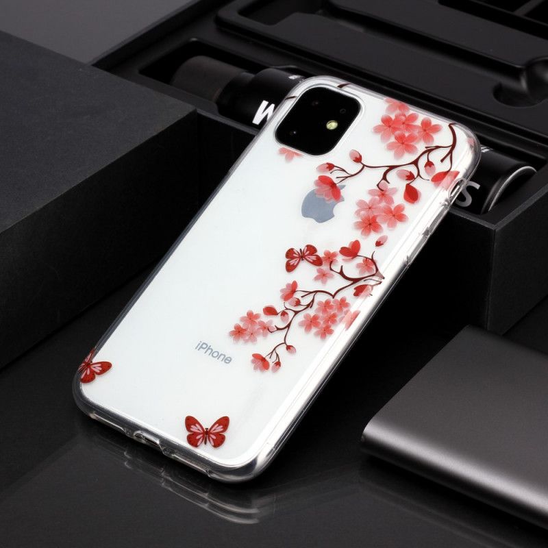 Etui iPhone 11 Przezroczysta Gałąź Z Motylami