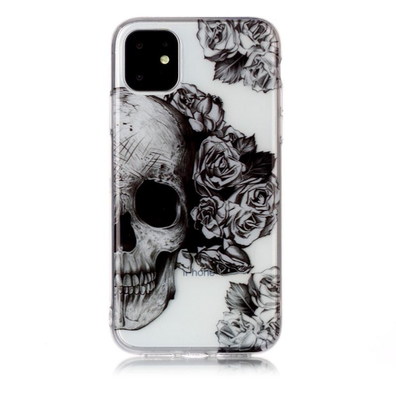 Etui iPhone 11 Przezroczysta Kwiecista Czaszka