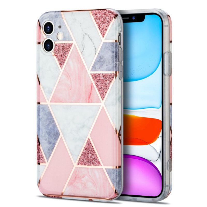 Etui iPhone 11 Różowy Czarny Marmurowa Krzykliwa Geometria