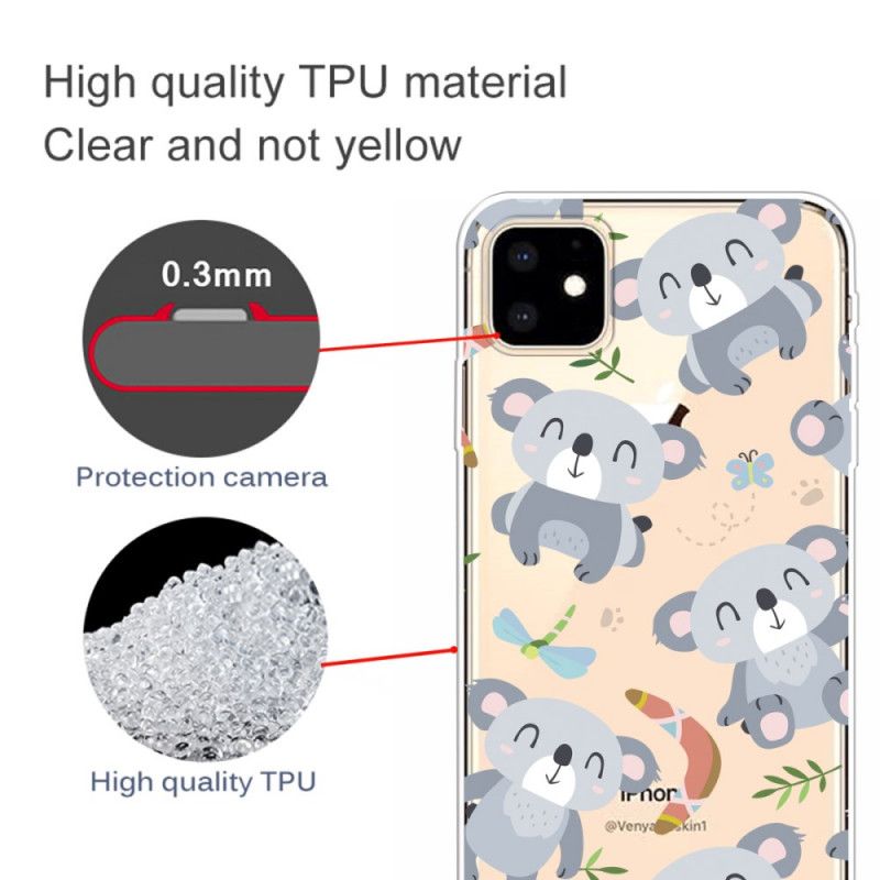 Etui iPhone 11 Śliczne Szare Koale Etui Ochronne