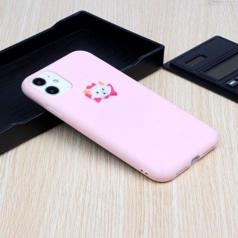 Etui iPhone 11 Szary Biały Silikonowe Zabawne Logo Zwierzątka