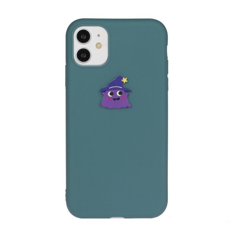 Etui iPhone 11 Szary Biały Silikonowe Zabawne Logo Zwierzątka