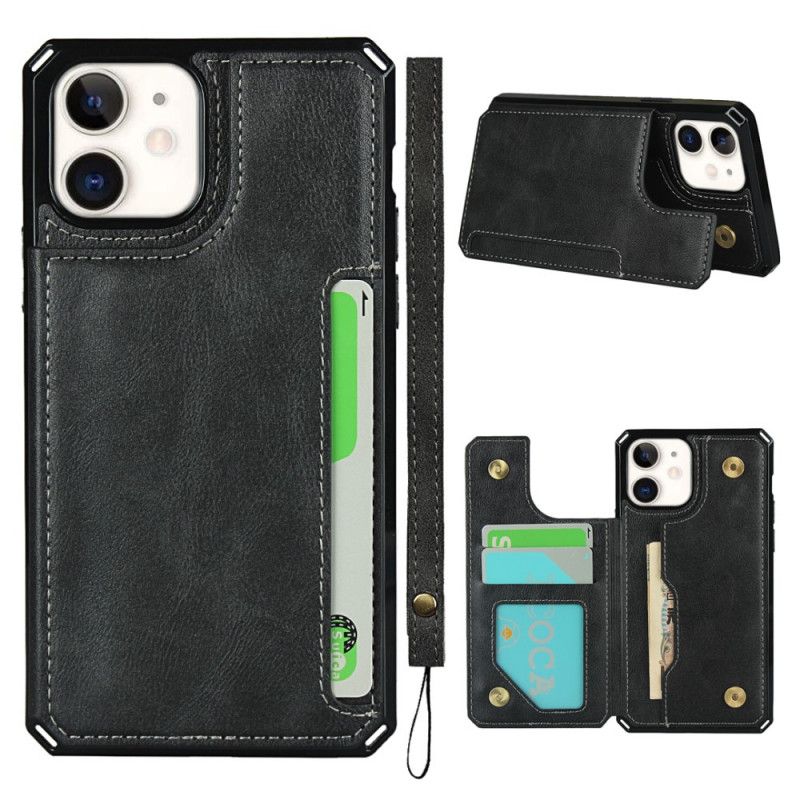 Etui iPhone 11 Szary Czarny Wielofunkcyjny Z Paskiem Etui Ochronne