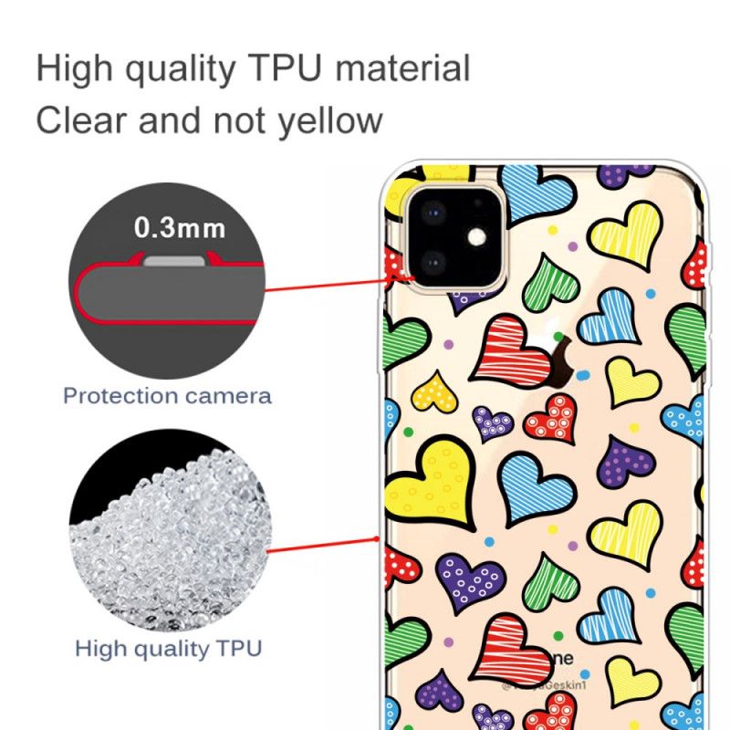 Etui iPhone 11 Wielokolorowe Serca Etui Ochronne