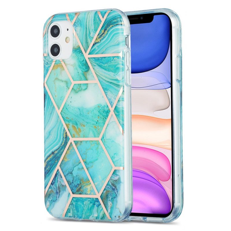 Etui iPhone 11 Zielony Różowy Efektowny Geometryczny Marmur Etui Ochronne