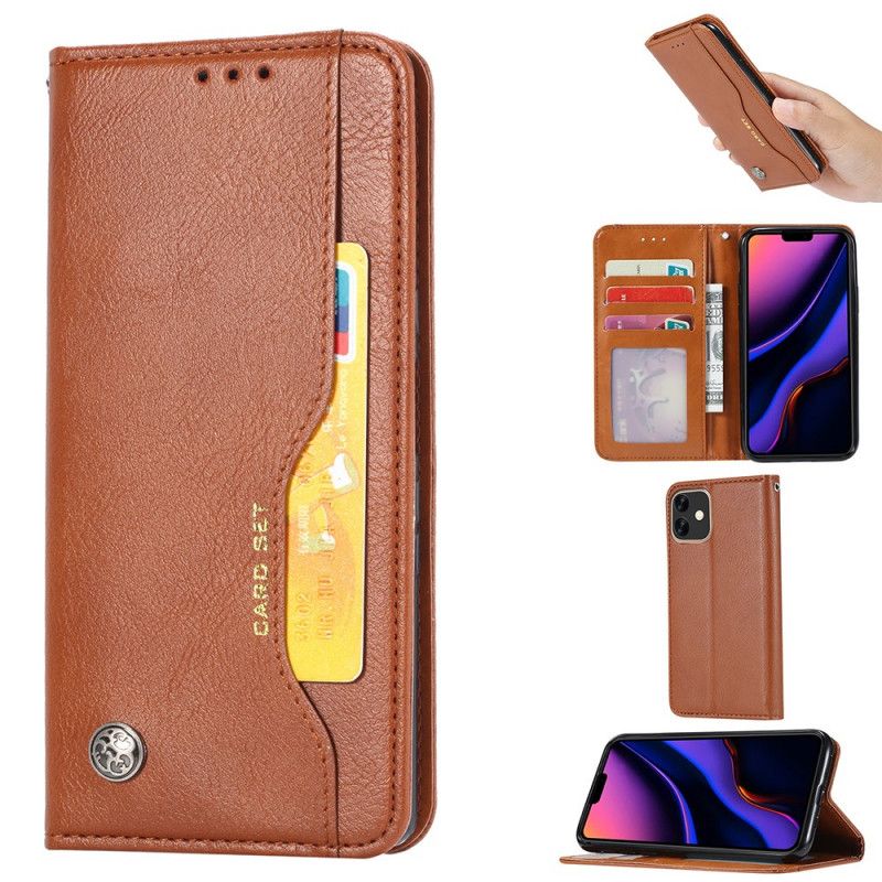 Flip Kotelot iPhone 11 Czerwony Czarny Etui Na Karty Ze Sztucznej Skóry Etui Ochronne