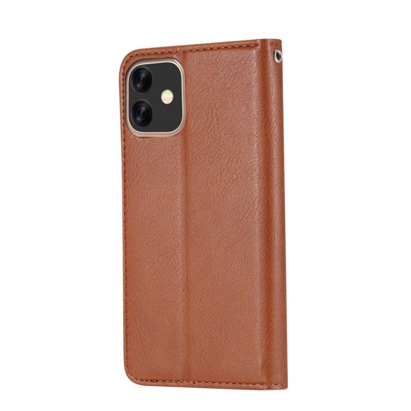 Flip Kotelot iPhone 11 Czerwony Czarny Etui Na Karty Ze Sztucznej Skóry Etui Ochronne