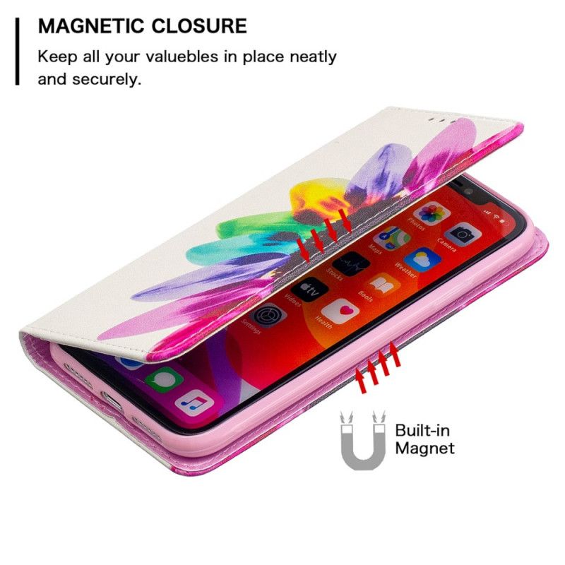 Flip Kotelot iPhone 11 Etui na Telefon Kwiat Akwareli