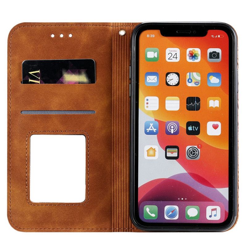 Flip Kotelot iPhone 11 Granatowy Zielony Barokowe Kwiaty