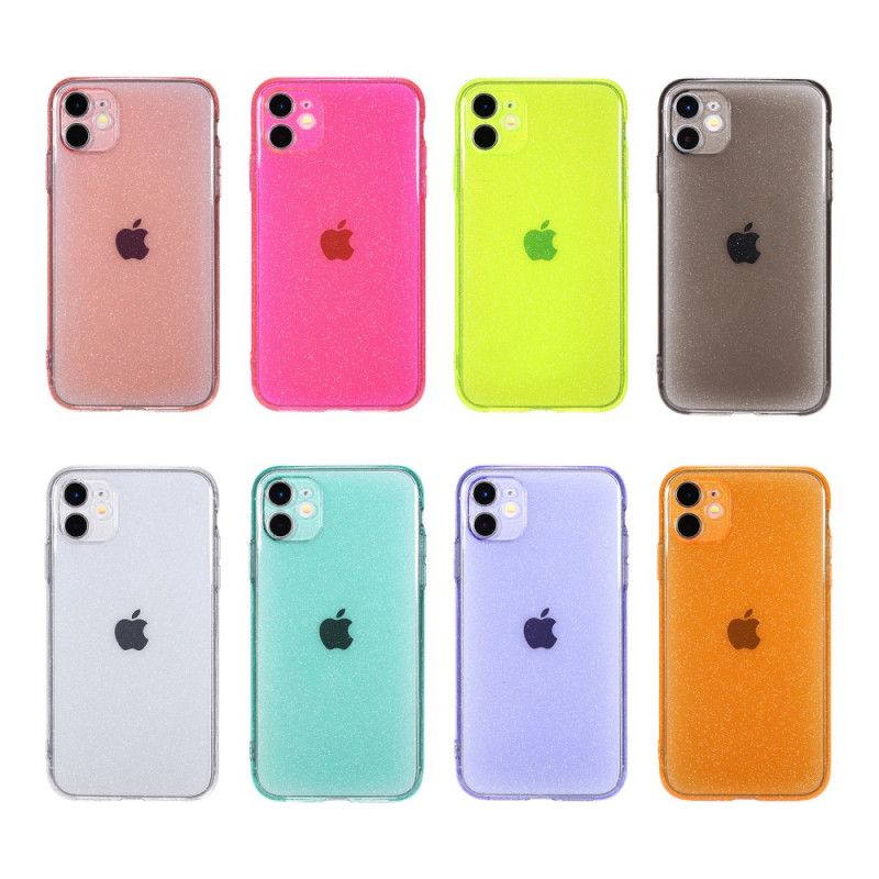 Futerały iPhone 11 Magenta Czarny Etui na Telefon Fluorescencyjny Brokat