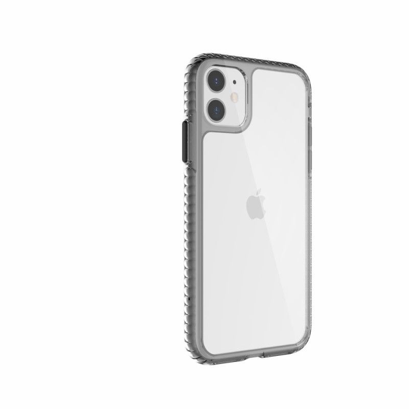 Futerały iPhone 11 Szary Czarny Przezroczyste Teksturowane Krawędzie