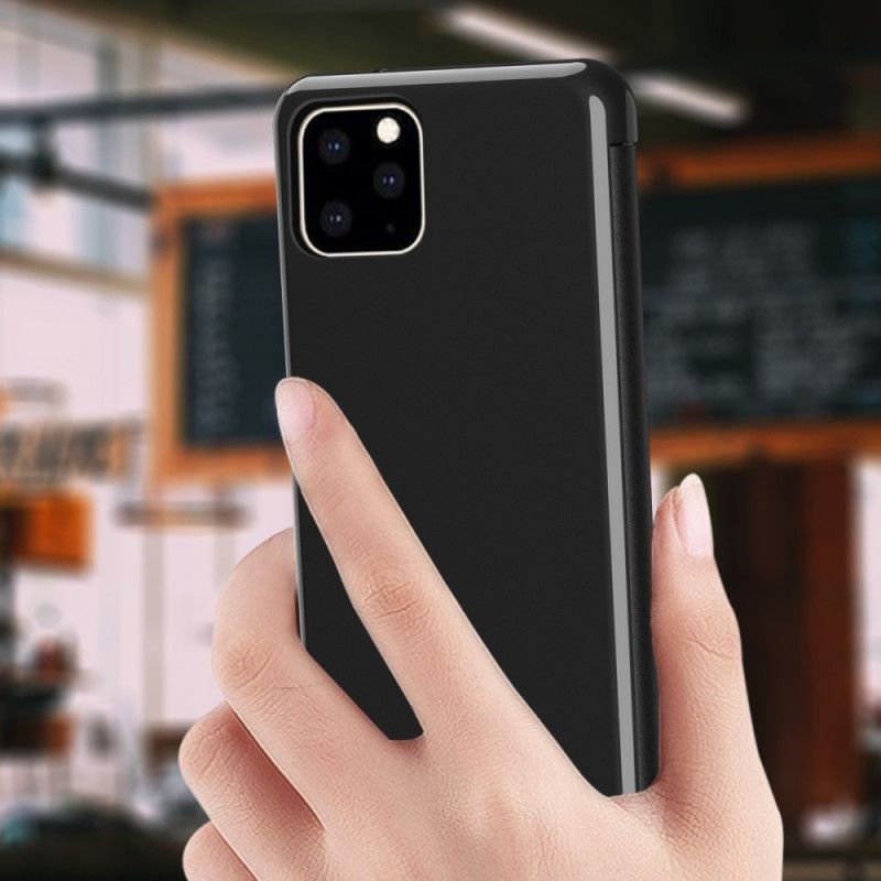 Widok Pokrywy iPhone 11 Różowy Biały Lustro I Imitacja Skóry