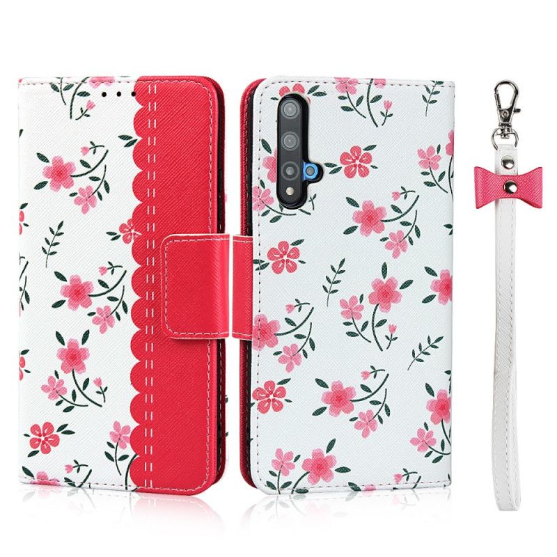 Etui Folio Honor 20 Zielony Magenta Różyczki Stringów