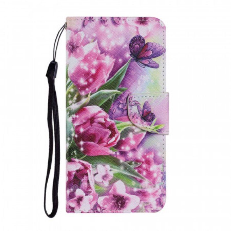 Etui Folio do Samsung Galaxy S22 Ultra 5G Motyle I Tulipany