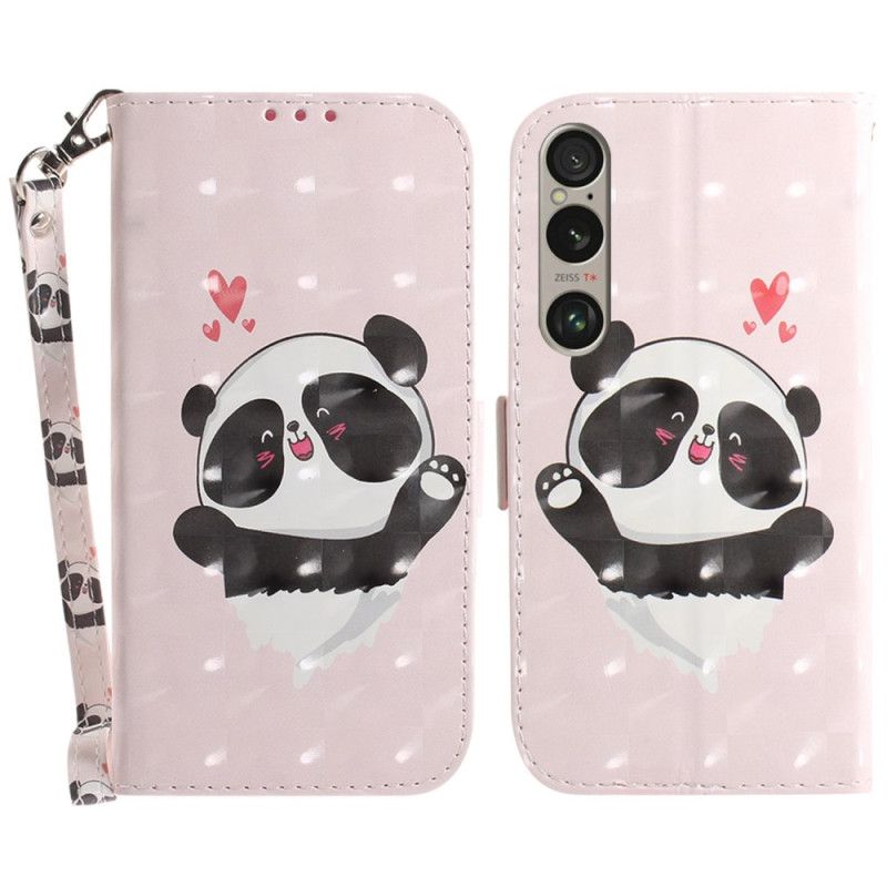 Etui Folio Do Sony Xperia 1 Vi Miłość Panda Z Paskiem