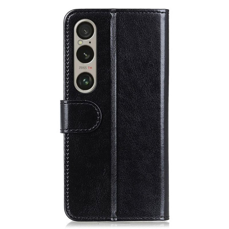 Etui Folio Sony Xperia 1 Vi Imitacja Skóry Lakierowanej Etui Ochronne