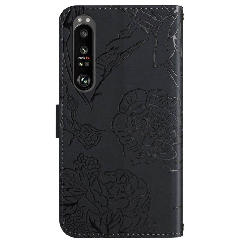 Etui Folio Sony Xperia 1 Vi Nadruk W Kształcie Motyla Z Paskiem Na Ramię Etui Ochronne