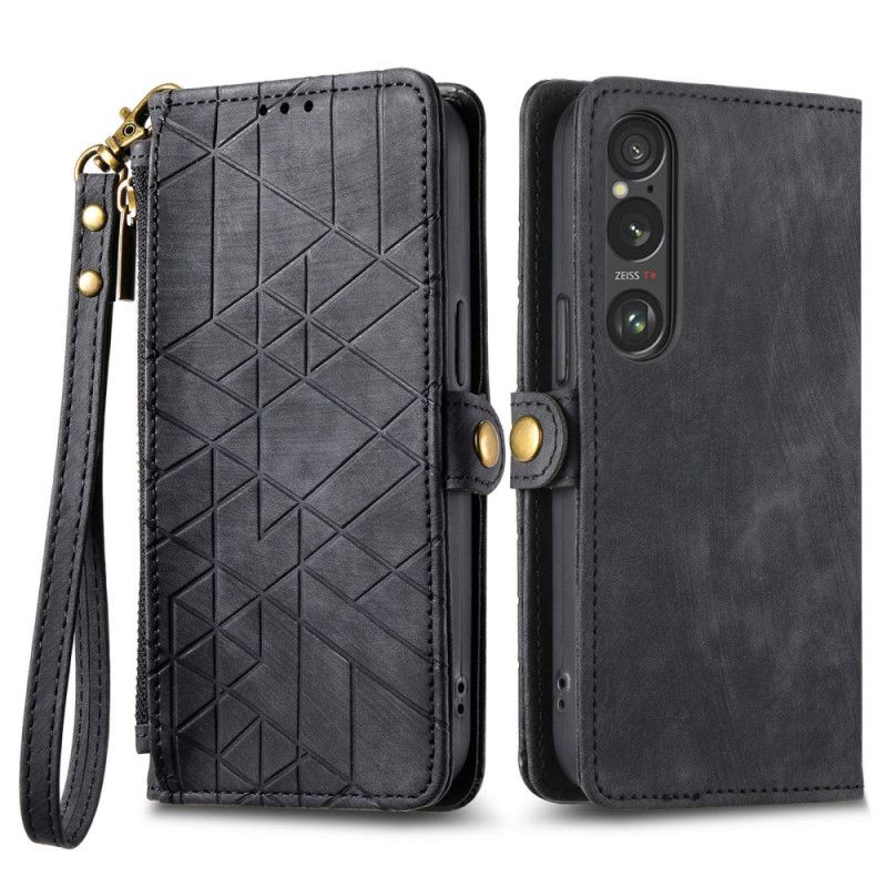 Etui Folio Sony Xperia 1 Vi Portfel Ze Wzorem Geometrycznym Etui Ochronne