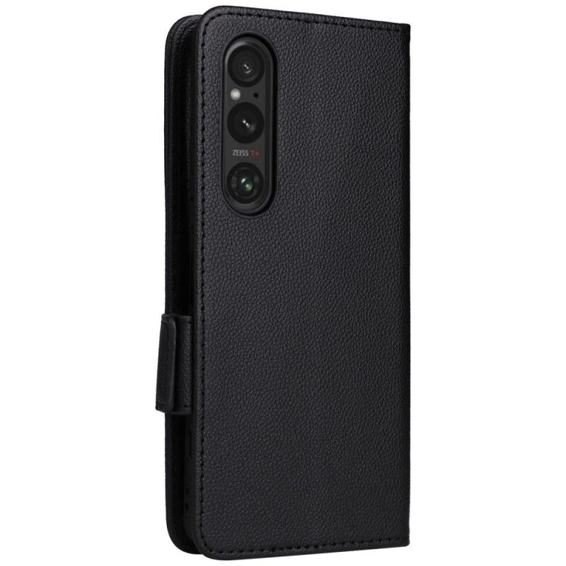 Etui Folio Sony Xperia 1 Vi Sztuczna Skóra Litchi Z Paskiem Etui Ochronne