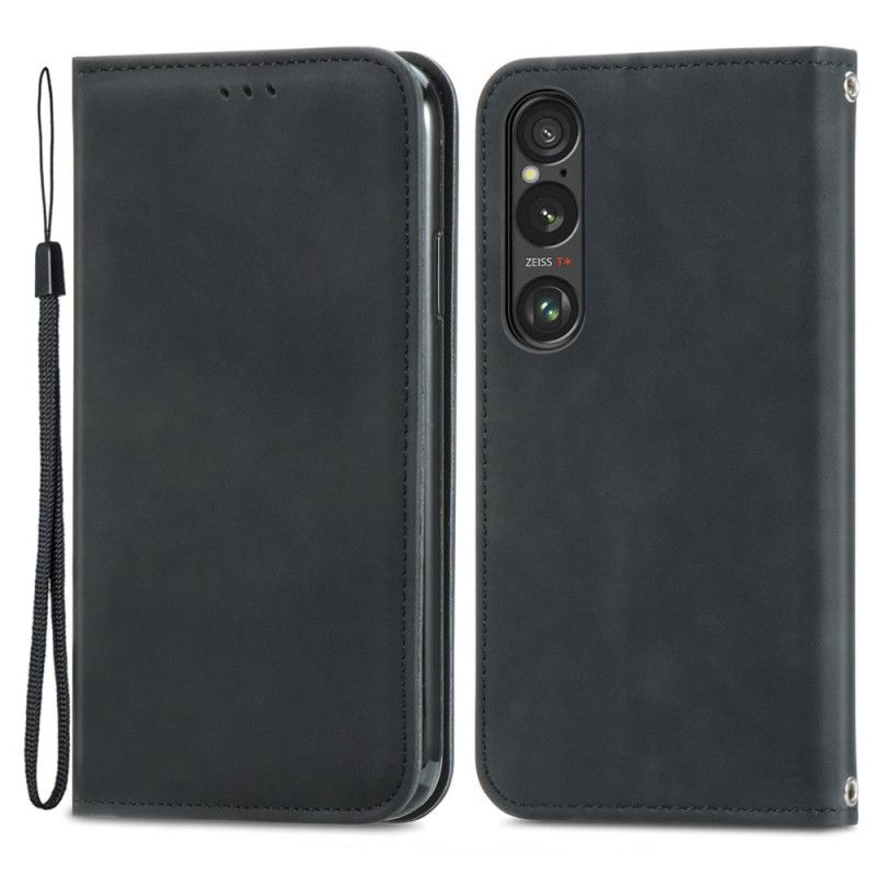 Flip Kotelot Sony Xperia 1 Vi Etui Na Telefon Efekt Zamszu