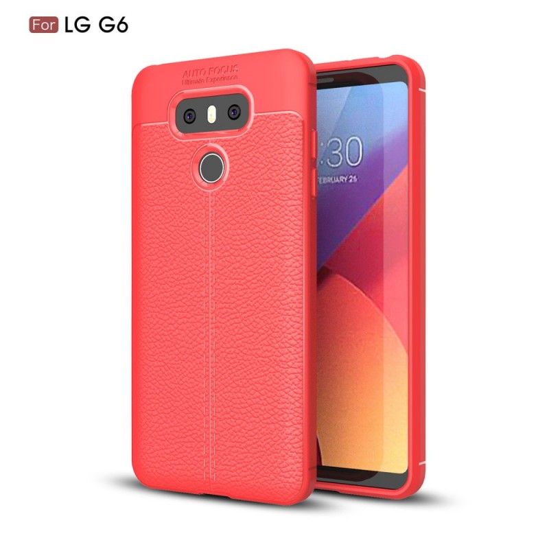 Etui LG G6 Szary Czarny Efekt Skóry Z Podwójną Linią Liczi