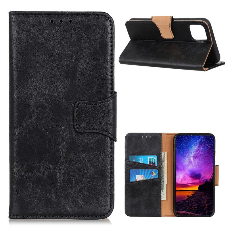 Etui Folio Samsung Galaxy M51 Czerwony Czarny Dwustronne Zapięcie Z Dwoiny Skóry