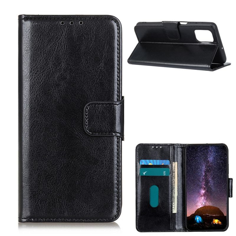 Etui Folio Samsung Galaxy M51 Czerwony Czarny Efekt Błyszczącej Skóry Etui Ochronne