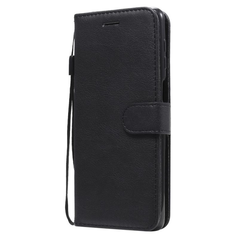 Etui Folio Samsung Galaxy M51 Czerwony Czarny Efekt Skóry Ze Stringami