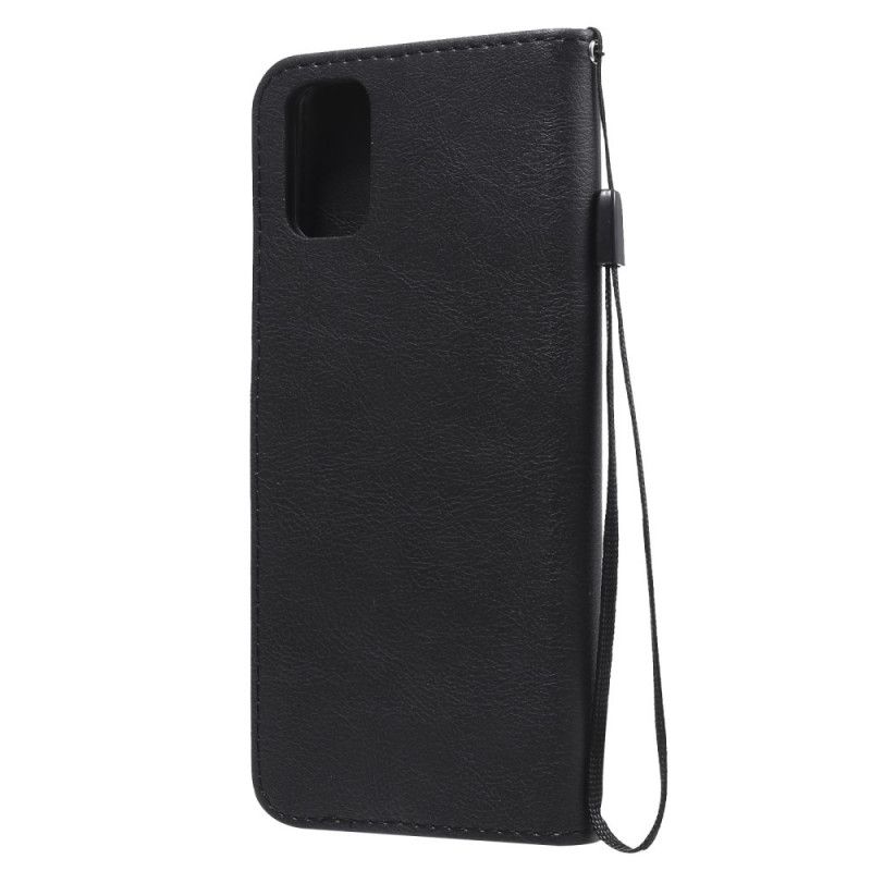 Etui Folio Samsung Galaxy M51 Czerwony Czarny Efekt Skóry Ze Stringami