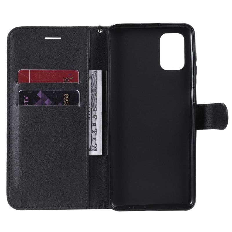 Etui Folio Samsung Galaxy M51 Czerwony Czarny Efekt Skóry Ze Stringami