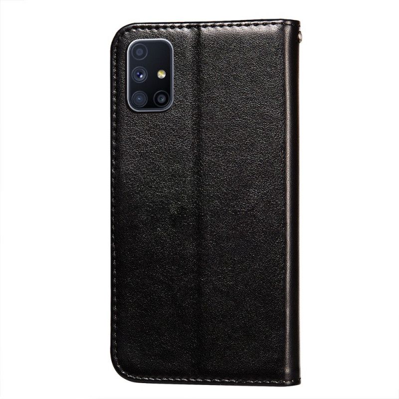 Etui Folio Samsung Galaxy M51 Czerwony Czarny Stylowy Efekt Skórzanej Błyskawicy